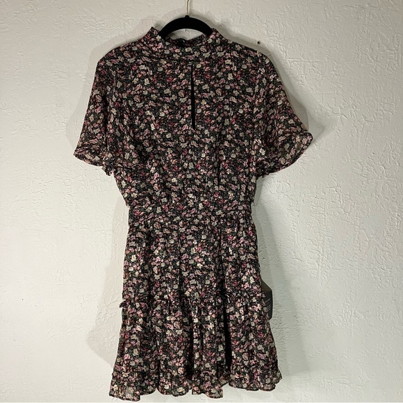 LULU’S Always Inspired Black Floral Print Mock Neck Tiered Mini Dress - Picture 3 of 14